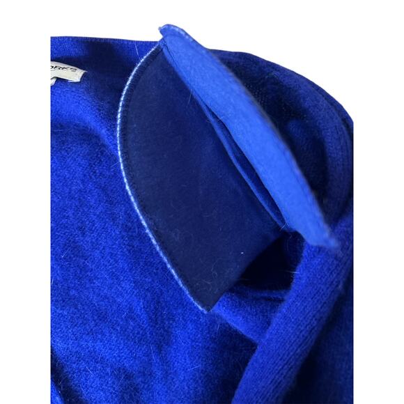 Vintage Yarn Works Size Large Lambswool Angora Blend Blue V Neck Cardigan - Picture 6 of 7